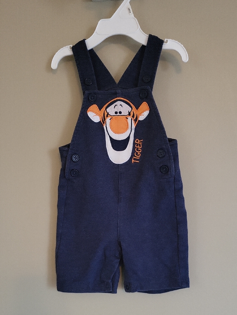Disney Tigger navy embrodiered shortalls